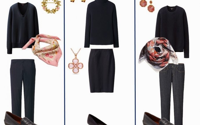 Navy Capsule Wardrobe with Accessories in Rose, Amethyst and