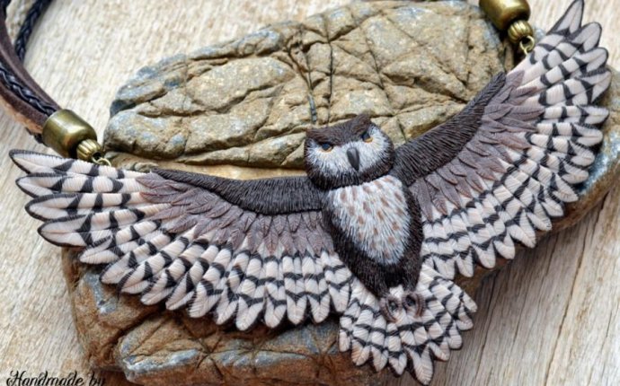 Owl Bird Necklace Brown Feather Necklace Statement Bib Necklace