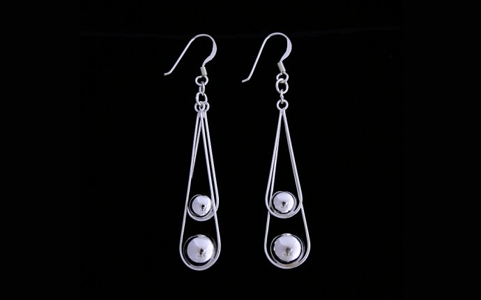 Sterling Silver Long Teardrop Bead Earrings