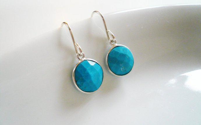 Turquoise Earrings in Sterling Silver - Dainty Everyday Silver and