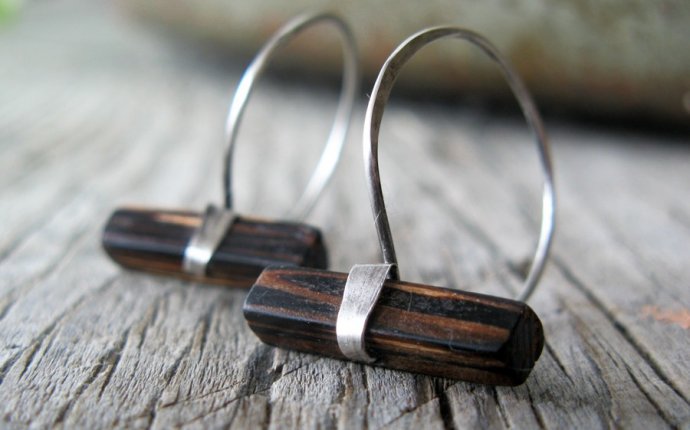 Wood and sterling silver hoop earrings by MaryAnneKarren on Etsy