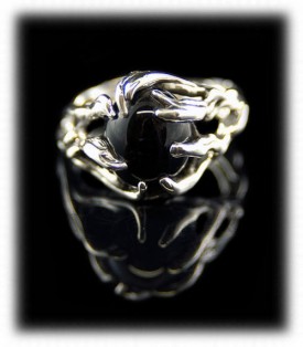 Handcrafted Silver Ring with Black Onyx Gemstone