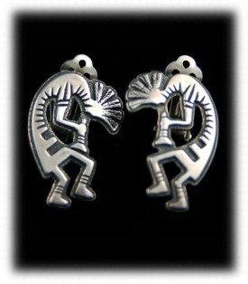 Handmade Silver Kokopelli Earrings - handmade silver jewelry