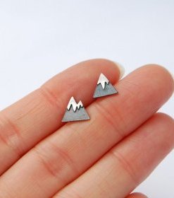 mountain studs sterling silver tiny earrings by LucieVeilleux on Etsy https://www.etsy.com/au/listing/467290678/mountain-studs-sterling-silver-tiny