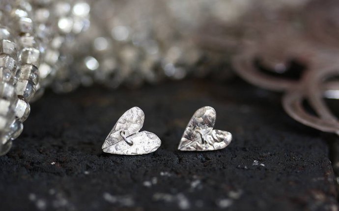 Unusual silver stud earrings